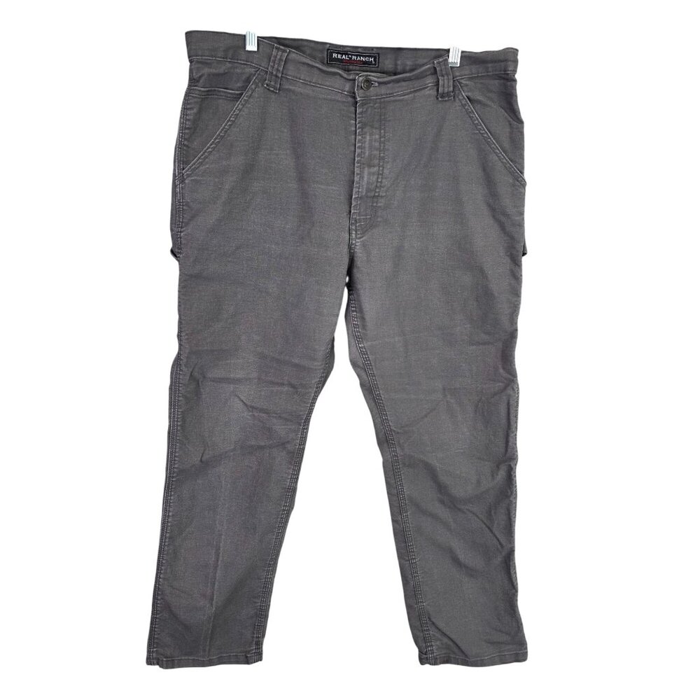 Mens Real Ranch Workwear Gray Pants Cotton Blend Stretch Size 36X30